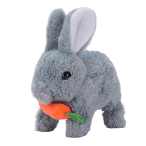 ZAICOLER Realistischer Hasen, Plüsch Kaninchenspielzeug Realistischer Hasen Spielzeug Elternteil Kinder Interaktion Elektrischer Sprung Kaninchen für Kinder (Grey) von ZAICOLER