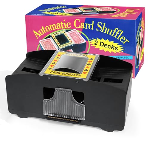 ZAKVOP Kartenmischmaschine Elektrische 2 Decks, Batteriebetrieben Automatischer Kartenmischer für Pokerkarten, UNO, Skip BO Skyjo Kartenmischgerät Card Shuffler von ZAKVOP