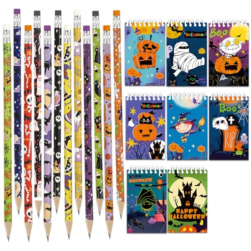 ZALAON 32 Stücke Halloween Notepad und Bleistifte ,Halloween Notizblock notizbuch kinder,Halloween Geschenke für Kinder, Partyfüller ZALAON 32 Stücke Halloween Notepad und Bleistifte ,Halloween Notizblock notizbuch kinder,Halloween Geschenke für Kinder, Partyfüller von ZALAON