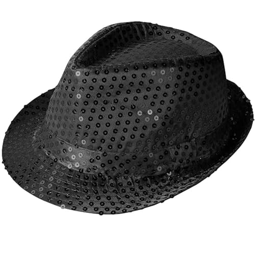 ZALAOR Bowler-Hut mit Pailletten für Kinder: 54 cm, schwarzer Fedora-Hut für Jungen und Mädchen, glitzernder Jazz-Tanz-Kostümhut für Halloween, Party, Disco, Bühne oder Hip-Hop-Auftritte ZALAOR Bowler-Hut mit Pailletten für Kinder: 54 cm, schwarzer Fedora-Hut für Jungen und Mädchen, glitzernder Jazz-Tanz-Kostümhut für Halloween, Party, Disco, Bühne oder Hip-Hop-Auftritte von ZALAOR