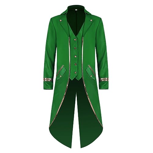 Klassische Schwalbenschwanz-Jacken für Herren, Trenchcoat, Vintage, Gothic, Steampunk, Cosplay, Kostüm für Halloween, Verkleidungsparty, Grün, XL Klassische Schwalbenschwanz-Jacken für Herren, Trenchcoat, Vintage, Gothic, Steampunk, Cosplay, Kostüm für Halloween, Verkleidungsparty, Grün, XL von ZALTAS