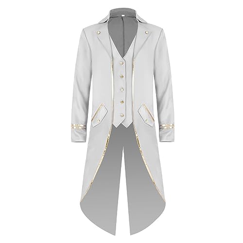 Klassische Schwalbenschwanz-Jacken für Herren, Trenchcoat, Vintage, Gothic, Steampunk, Cosplay, Kostüm für Halloween, Verkleidungsparty, Weiß, M Klassische Schwalbenschwanz-Jacken für Herren, Trenchcoat, Vintage, Gothic, Steampunk, Cosplay, Kostüm für Halloween, Verkleidungsparty, Weiß, M von ZALTAS