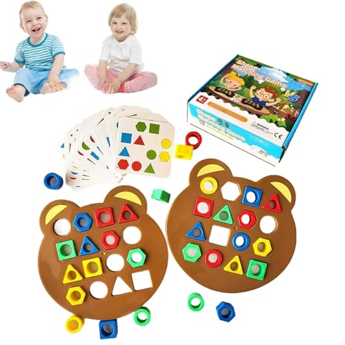 ZANWANXIN Hailoyearn Shape Matching Game, Shape Matching Game for Kids, Wooden Pattern Blocks, Interactive Pattern Blocks Board Games for Toddlers Kids Boys Girls (2pcs) von ZANWANXIN