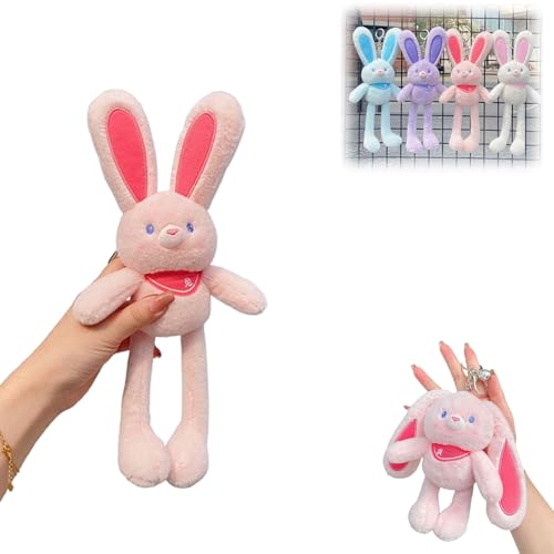 ZANWANXIN Pull-Up Rabbit Plush Toy, Easter Bunny Pull-up Toys, Pull-Out Funny Rabbit Plush Keychain, Pull up Rabbit Pendant, Handmade Soft Bunny Keychain, Funny Interactive Bunny Toy (Pink) von ZANWANXIN