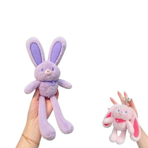 ZANWANXIN Pull-Up Rabbit Plush Toy, Easter Bunny Pull-up Toys, Pull-Out Funny Rabbit Plush Keychain, Pull up Rabbit Pendant, Handmade Soft Bunny Keychain, Funny Interactive Bunny Toy (Purple) von ZANWANXIN