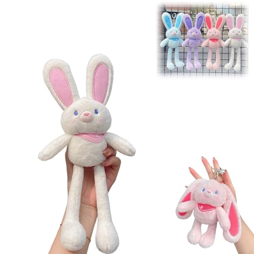 ZANWANXIN Pull-Up Rabbit Plush Toy, Easter Bunny Pull-up Toys, Pull-Out Funny Rabbit Plush Keychain, Pull up Rabbit Pendant, Handmade Soft Bunny Keychain, Funny Interactive Bunny Toy (White) von ZANWANXIN