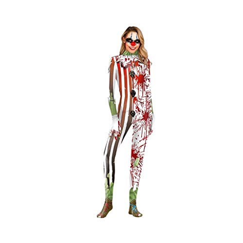 ZANZAN Halloween-Kleider für Damen, Halloween-Nacht-Kostüme, Erwachsene, Männer und Frauen, blutiger Clown-Overall, lustige Maskerade-Kostüme (Farbe: Grau, Größe: XL) von ZANZAN