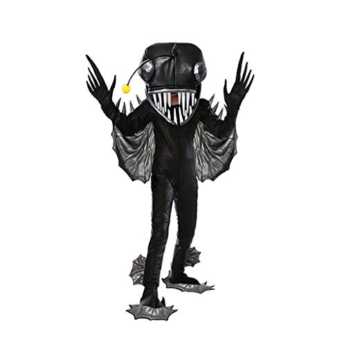 ZANZAN Halloween-Kostüme für Herren, Halloween-Kostüm, Tier-Angler, Fischmonster, Dämonenkostüm für Jungen und Mädchen, bestes Kleid für Bühnenauftritte (schwarz) (Größe XS) von ZANZAN