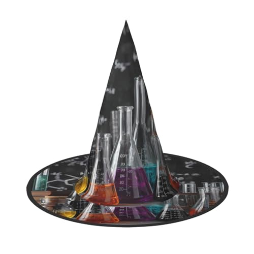 Ausrüstung für wissenschaftliche Experimente Halloween Hut - Gruseliges Party-Kostüm-Zubehör mit Volldruck-Design - Leichter faltbarer Hexenhut für Halloween, Karneval, Maskerade & Rollenspiel-Events von ZAQXSWCDEV