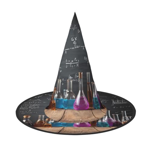 Ausrüstung für wissenschaftliche Experimente Halloween Hut - Gruseliges Party-Kostüm-Zubehör mit Volldruck-Design - Leichter faltbarer Hexenhut für Halloween, Karneval, Maskerade & Rollenspiel-Events von ZAQXSWCDEV