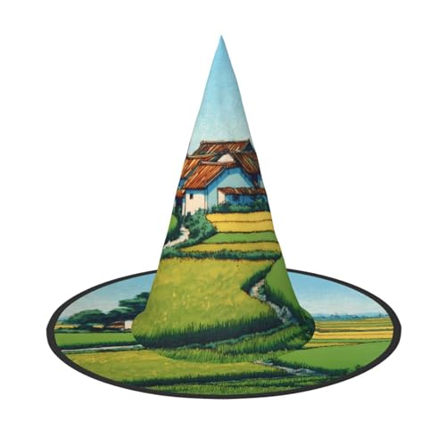 Favorite Berge und Gewässer Halloween Hut - Gruseliges Party-Kostüm-Accessoire mit Volldruck-Design - Leichter faltbarer Hexenhut für Halloween, Karneval, Maskerade & Rollenspiel-Events von ZAQXSWCDEV