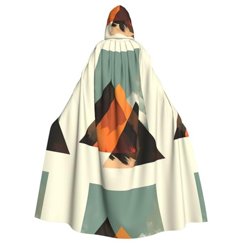 Kapuzenumhang mit unregelmäßigen geometrischen Formen – Allover-Druck-Design, Polyester-Material, bequem und langlebig, perfekt für Halloween, Cosplay und mehr von ZAQXSWCDEV