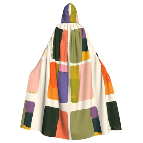 Kapuzenumhang mit unregelmäßigen geometrischen Formen – Allover-Druck-Design, Polyester-Material, bequem und langlebig, perfekt für Halloween, Cosplay und mehr von ZAQXSWCDEV