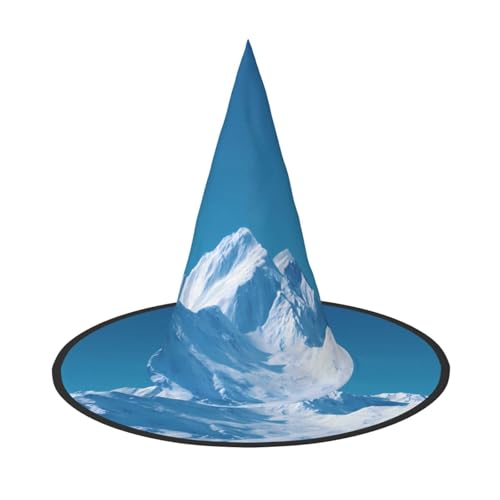 Weiße Schneebedeckte Berge Halloween Hut - Gruseliges Party-Kostüm-Accessoire mit Volldruck-Design - Leichter faltbarer Hexenhut für Halloween, Karneval, Maskerade & Rollenspiel-Events von ZAQXSWCDEV