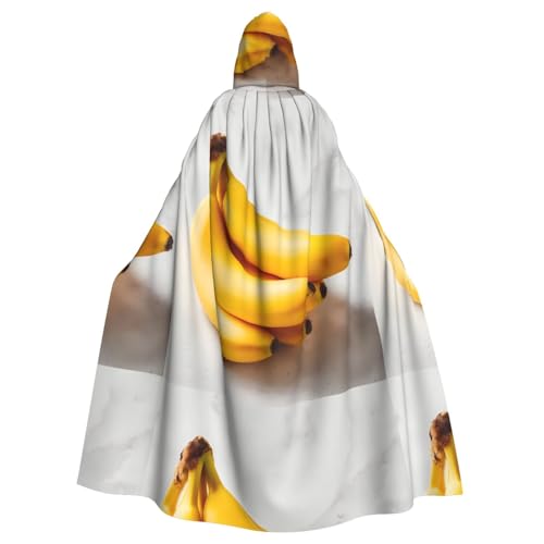 ZAQXSWCDEV Bananen-Kapuzenumhang – Allover-Print-Design, Polyester-Material, bequem und langlebig, perfekt für Halloween, Cosplay und mehr von ZAQXSWCDEV