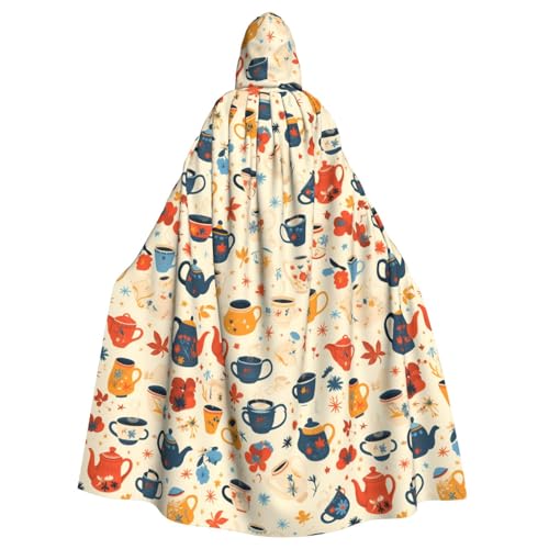 ZAQXSWCDEV Bunter Kapuzenumhang – Allover-Druck-Design, Polyester-Material, bequem und langlebig, perfekt für Halloween, Cosplay und mehr von ZAQXSWCDEV