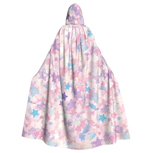 ZAQXSWCDEV Bunter Kapuzenumhang – Allover-Druck-Design, Polyester-Material, bequem und langlebig, perfekt für Halloween, Cosplay und mehr von ZAQXSWCDEV