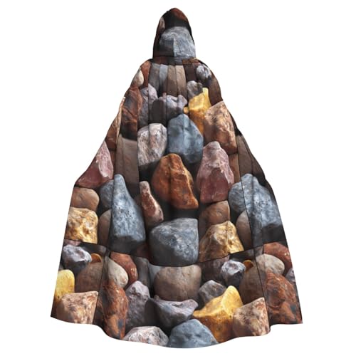 ZAQXSWCDEV Bunter Kieselstein-Kapuzenumhang – Allover-Druck-Design, Polyester-Material, bequem und langlebig, perfekt für Halloween, Cosplay und mehr von ZAQXSWCDEV