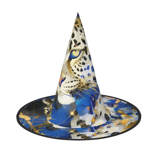 ZAQXSWCDEV Bunter Leoparden-Halloween-Hut – gruseliges Party-Kostüm-Accessoire mit Volldruck-Design – leichter, faltbarer Hexenhut für Halloween, Karneval, Maskerade & Rollenspiel-Events von ZAQXSWCDEV