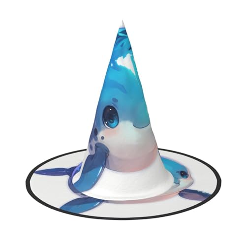 ZAQXSWCDEV Cartoon Delfin Halloween Hut - Gruseliges Party-Kostüm-Zubehör mit Volldruck-Design - Leichter faltbarer Hexenhut für Halloween, Karneval, Maskerade & Rollenspiel-Events von ZAQXSWCDEV
