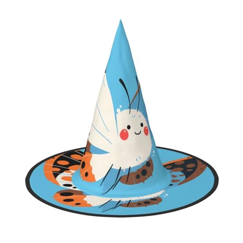 ZAQXSWCDEV Cartoon Halloween Hut - Gruseliges Party-Kostüm-Zubehör mit Volldruck-Design - Leichter faltbarer Hexenhut für Halloween, Karneval, Maskerade & Rollenspiel-Events von ZAQXSWCDEV