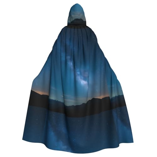 ZAQXSWCDEV Cosmic Starry Sky Kapuzenumhang – Allover-Print-Design, Polyester-Material, bequem und langlebig, perfekt für Halloween, Cosplay und mehr von ZAQXSWCDEV