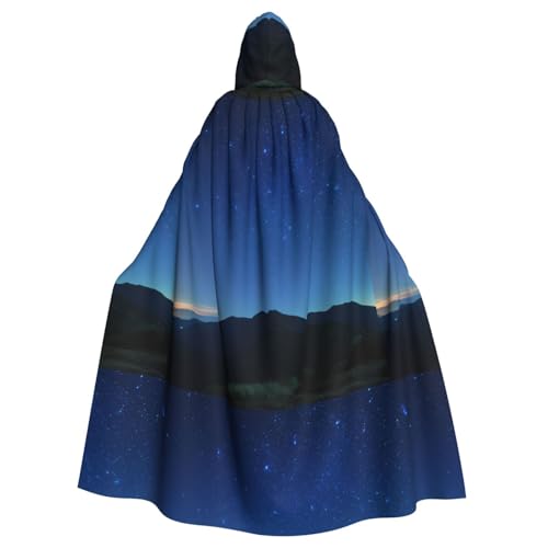 ZAQXSWCDEV Cosmic Starry Sky Kapuzenumhang – Allover-Print-Design, Polyester-Material, bequem und langlebig, perfekt für Halloween, Cosplay und mehr von ZAQXSWCDEV