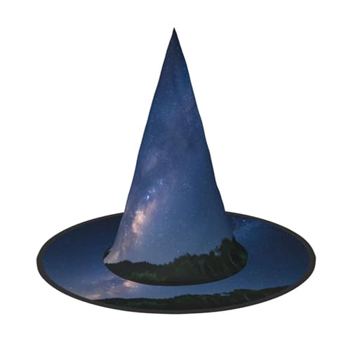 ZAQXSWCDEV Cosmic Sternenhimmel Halloween Hut - Gruseliges Party-Kostüm-Zubehör mit Volldruck-Design - Leichter faltbarer Hexenhut für Halloween, Karneval, Maskerade & Rollenspiel-Events von ZAQXSWCDEV