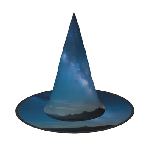 ZAQXSWCDEV Cosmic Sternenhimmel Halloween Hut - Gruseliges Party-Kostüm-Zubehör mit Volldruck-Design - Leichter faltbarer Hexenhut für Halloween, Karneval, Maskerade & Rollenspiel-Events von ZAQXSWCDEV