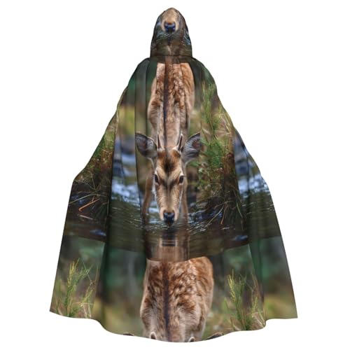 ZAQXSWCDEV Fawn Kapuzenumhang – Allover-Print-Design, Polyester-Material, bequem und langlebig, perfekt für Halloween, Cosplay und mehr von ZAQXSWCDEV