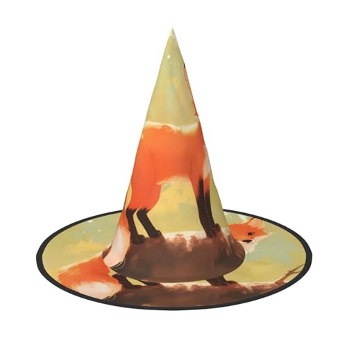 ZAQXSWCDEV Fuchs Halloween Hut - Gruseliges Partykostüm-Accessoire mit Volldruck-Design - Leichter faltbarer Hexenhut für Halloween, Karneval, Maskerade & Rollenspiel-Events von ZAQXSWCDEV