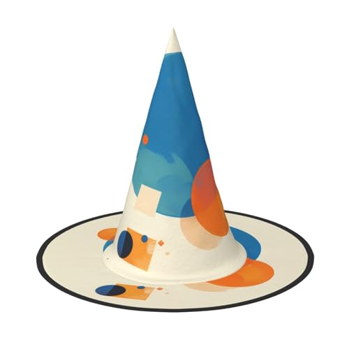 ZAQXSWCDEV Geometrische Figur Halloween Hut - Gruseliges Party Kostüm Zubehör mit Volldruck Design - Leichter faltbarer Hexenhut für Halloween, Karneval, Maskerade & Rollenspiele Events von ZAQXSWCDEV