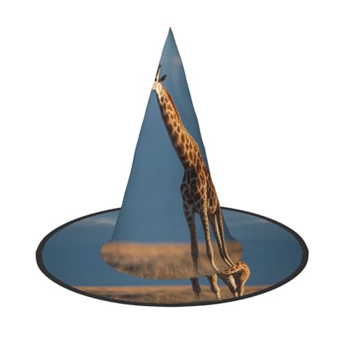 ZAQXSWCDEV Giraffe Halloween Hut - Gruseliges Partykostüm-Accessoire mit Volldruck-Design - Leichter faltbarer Hexenhut für Halloween, Karneval, Maskerade & Rollenspiel-Events von ZAQXSWCDEV