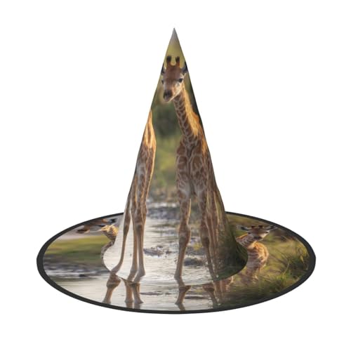 ZAQXSWCDEV Giraffe Halloween Hut - Gruseliges Partykostüm-Accessoire mit Volldruck-Design - Leichter faltbarer Hexenhut für Halloween, Karneval, Maskerade & Rollenspiel-Events von ZAQXSWCDEV