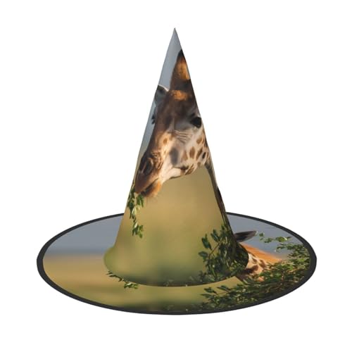 ZAQXSWCDEV Giraffe Halloween Hut - Gruseliges Partykostüm-Accessoire mit Volldruck-Design - Leichter faltbarer Hexenhut für Halloween, Karneval, Maskerade & Rollenspiel-Events von ZAQXSWCDEV