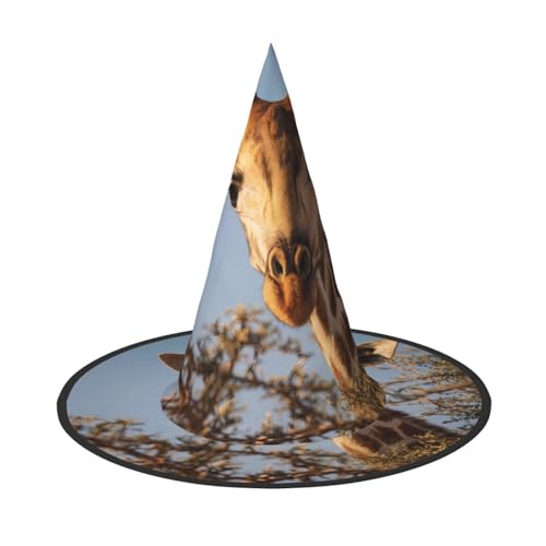 ZAQXSWCDEV Giraffe Halloween Hut - Gruseliges Partykostüm-Accessoire mit Volldruck-Design - Leichter faltbarer Hexenhut für Halloween, Karneval, Maskerade & Rollenspiel-Events von ZAQXSWCDEV