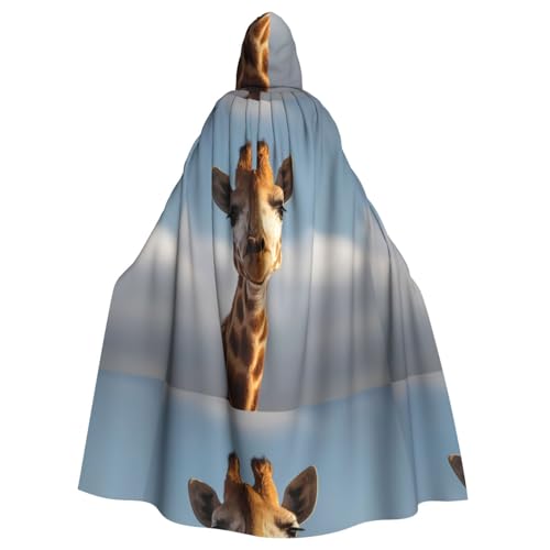 ZAQXSWCDEV Giraffen-Kapuzenumhang – Allover-Druck-Design, Polyester-Material, bequem und langlebig, perfekt für Halloween, Cosplay und mehr von ZAQXSWCDEV