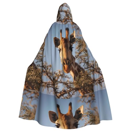 ZAQXSWCDEV Giraffen-Kapuzenumhang – Allover-Druck-Design, Polyester-Material, bequem und langlebig, perfekt für Halloween, Cosplay und mehr von ZAQXSWCDEV