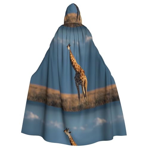 ZAQXSWCDEV Giraffen-Kapuzenumhang – Allover-Druck-Design, Polyester-Material, bequem und langlebig, perfekt für Halloween, Cosplay und mehr von ZAQXSWCDEV