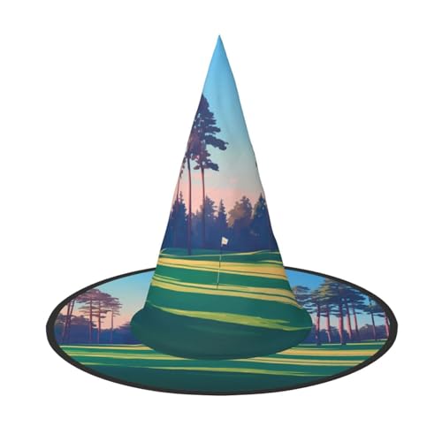 ZAQXSWCDEV Golfplatz Halloween Hut - Gruseliges Partykostüm-Accessoire mit Volldruck-Design - Leichter faltbarer Hexenhut für Halloween, Karneval, Maskerade & Rollenspiel-Events von ZAQXSWCDEV