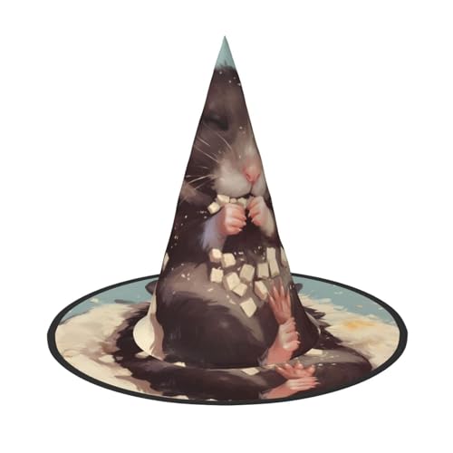 ZAQXSWCDEV Hamster Halloween Hut - Gruseliges Partykostüm-Accessoire mit Volldruck-Design - Leichter faltbarer Hexenhut für Halloween, Karneval, Maskerade & Rollenspiel-Events von ZAQXSWCDEV