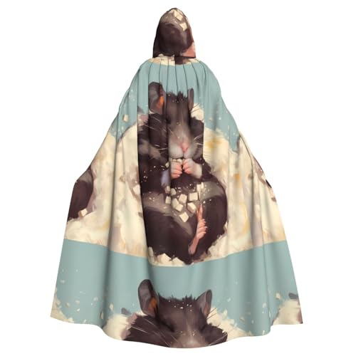 ZAQXSWCDEV Hamster-Kapuzenumhang – Allover-Print-Design, Polyester-Material, bequem und langlebig, perfekt für Halloween, Cosplay und mehr von ZAQXSWCDEV
