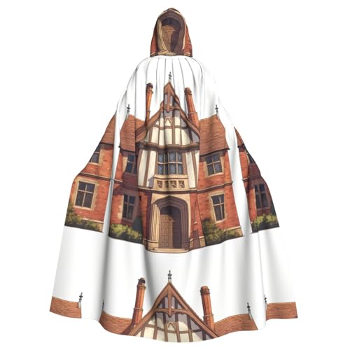 ZAQXSWCDEV Haus-Kapuzenumhang – Allover-Print-Design, Polyester-Material, bequem und langlebig, perfekt für Halloween, Cosplay und mehr von ZAQXSWCDEV