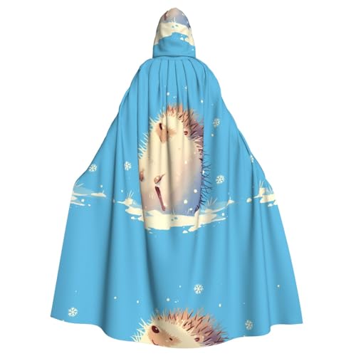 ZAQXSWCDEV Igel-Kapuzenumhang – Allover-Druck-Design, Polyester-Material, bequem und langlebig, perfekt für Halloween, Cosplay und mehr von ZAQXSWCDEV