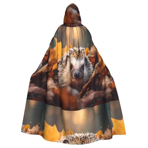 ZAQXSWCDEV Igel-Kapuzenumhang – Allover-Druck-Design, Polyester-Material, bequem und langlebig, perfekt für Halloween, Cosplay und mehr von ZAQXSWCDEV