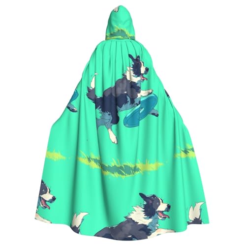 ZAQXSWCDEV Kapuzenumhang "The Dog That Picks Up" Frisbees, Allover-Print-Design, Polyester-Material, bequem und langlebig, perfekt für Halloween, Cosplay und mehr von ZAQXSWCDEV
