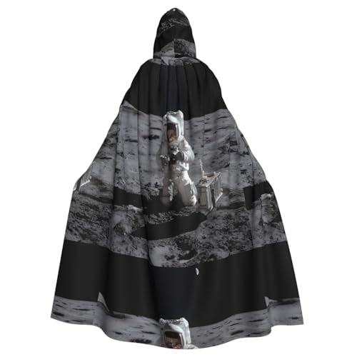 ZAQXSWCDEV Kapuzenumhang mit Astronauten bei der Arbeit – Allover-Druck-Design, Polyester-Material, bequem und langlebig, perfekt für Halloween, Cosplay und mehr von ZAQXSWCDEV