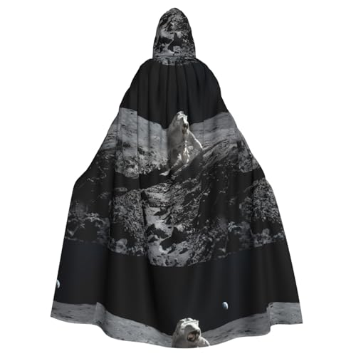 ZAQXSWCDEV Kapuzenumhang mit Astronauten bei der Arbeit – Allover-Druck-Design, Polyester-Material, bequem und langlebig, perfekt für Halloween, Cosplay und mehr von ZAQXSWCDEV