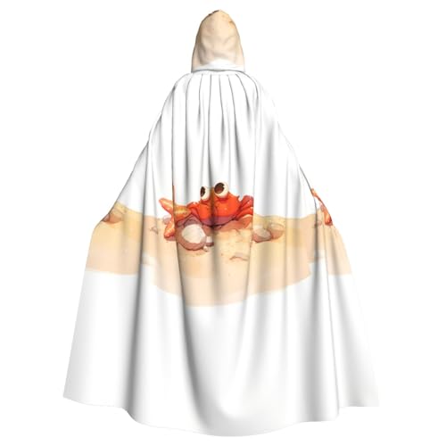 ZAQXSWCDEV Kapuzenumhang mit Krabben und Seestern – Allover-Druck-Design, Polyester-Material, bequem und langlebig, perfekt für Halloween, Cosplay und mehr von ZAQXSWCDEV