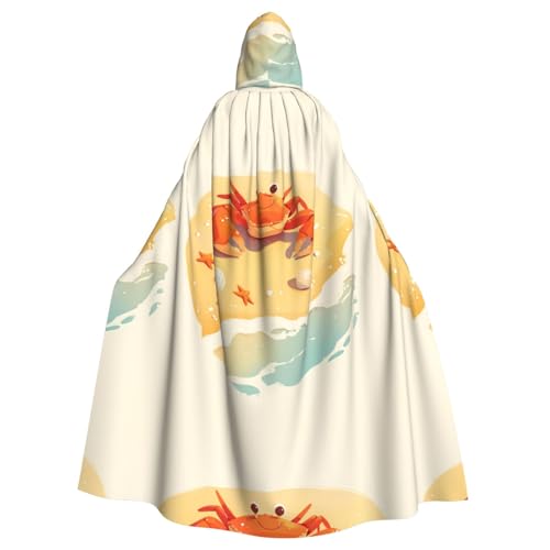 ZAQXSWCDEV Kapuzenumhang mit Krabben und Seestern – Allover-Druck-Design, Polyester-Material, bequem und langlebig, perfekt für Halloween, Cosplay und mehr von ZAQXSWCDEV